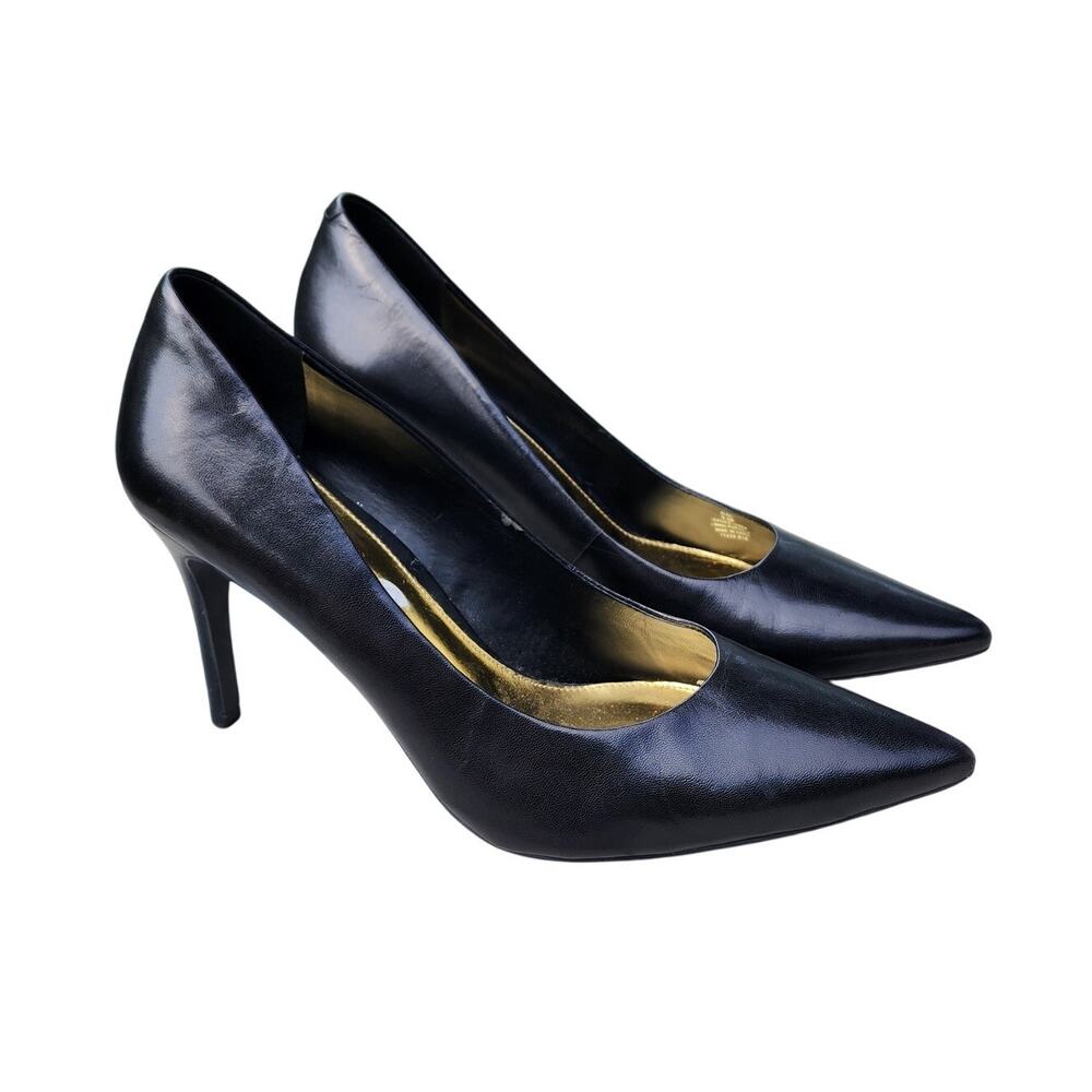 Lauren Ralph Lauren Alani Black Leather Stiletto Heels 9.5 - Picture 2 of 13